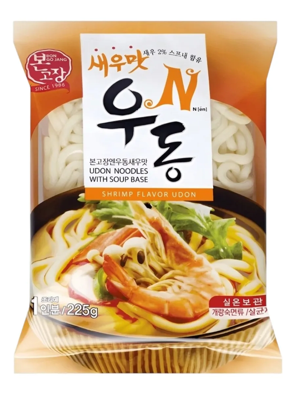 Корейская лапша Удон со вкусом креветок 225 г * 2 шт