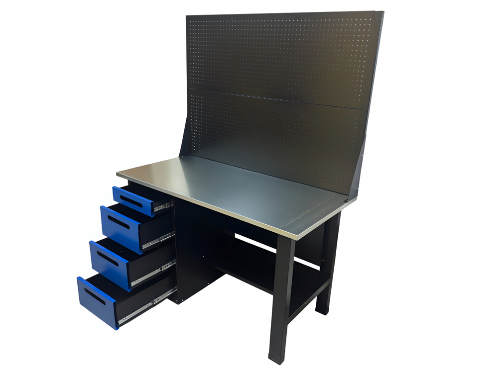 Верстак инструментальный GWT-V1400BL2 Great Wolf, с двумя экранами, 4 ящика, 1400x700