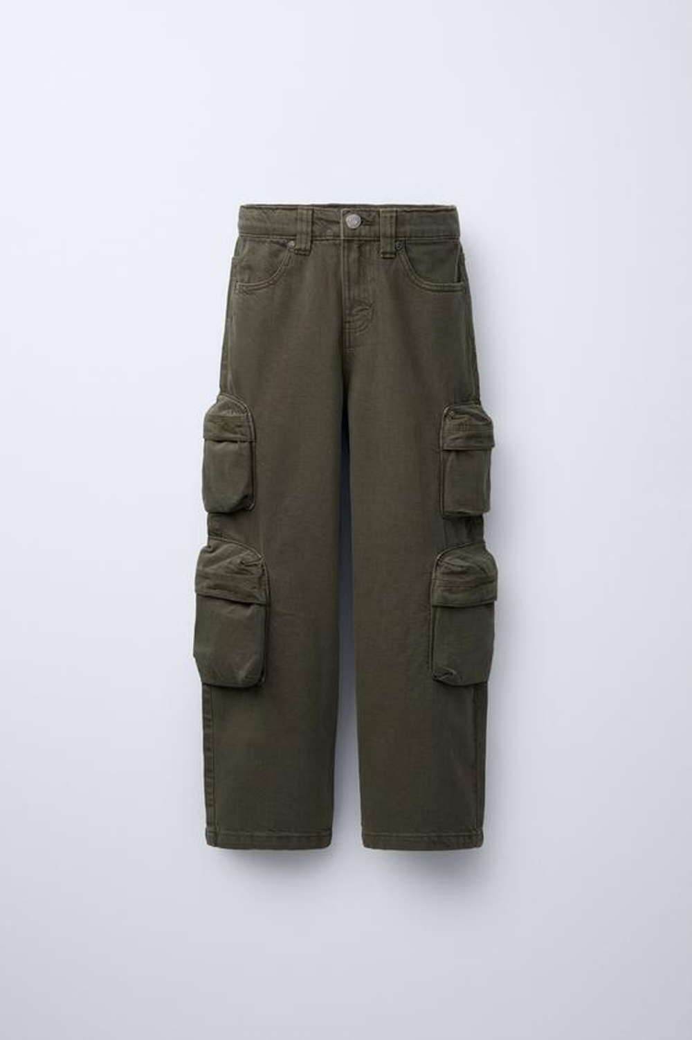 ZARA БРЮКИ КАРГО WIDE LEG, ХАКИ