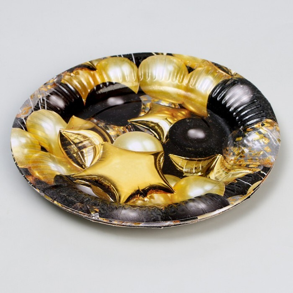 Тарелка  Черное Золото Шары 18см 10шт.