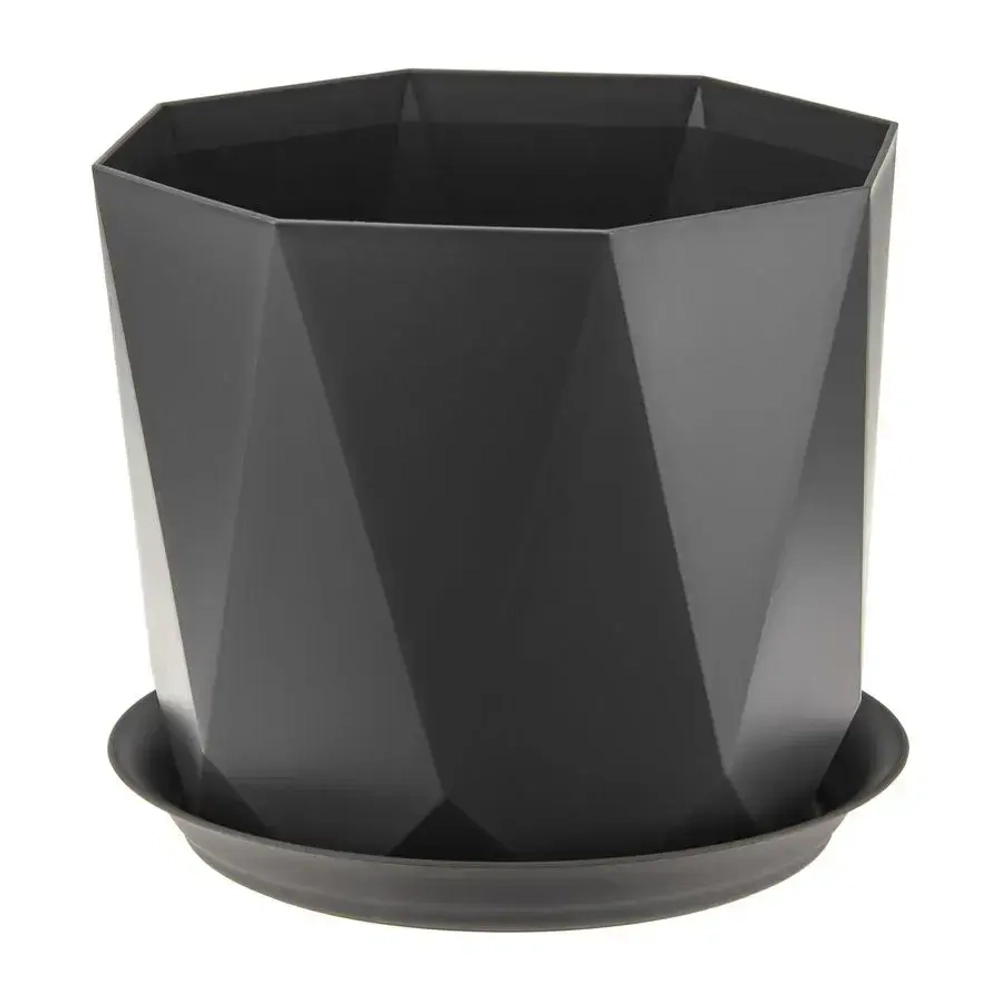 Кашпо ПРИЗМА D175мм 2,6л с поддоном графитовый (комплект 12 шт)
