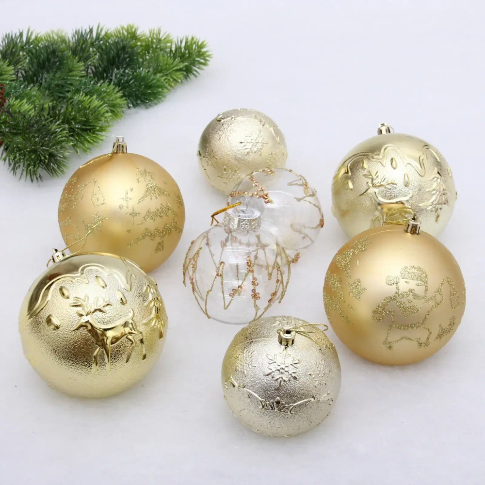 Набор шаров «Wonderful highlights» 8 см + 10 см (24 предмета), Золото