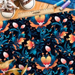 Ткань премиум шифон ночные цветы