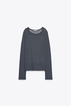 ZARA ФУТБОЛКА С ДЛИННЫМИ РУКАВАМИ, АНТРАЦИТОВО-СЕРЫЙ