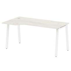 Metal System Стол криволинейный левый на А-образном м/к БА.СА-1 (L) Дуб Наварра/Металл Белый 1600*90