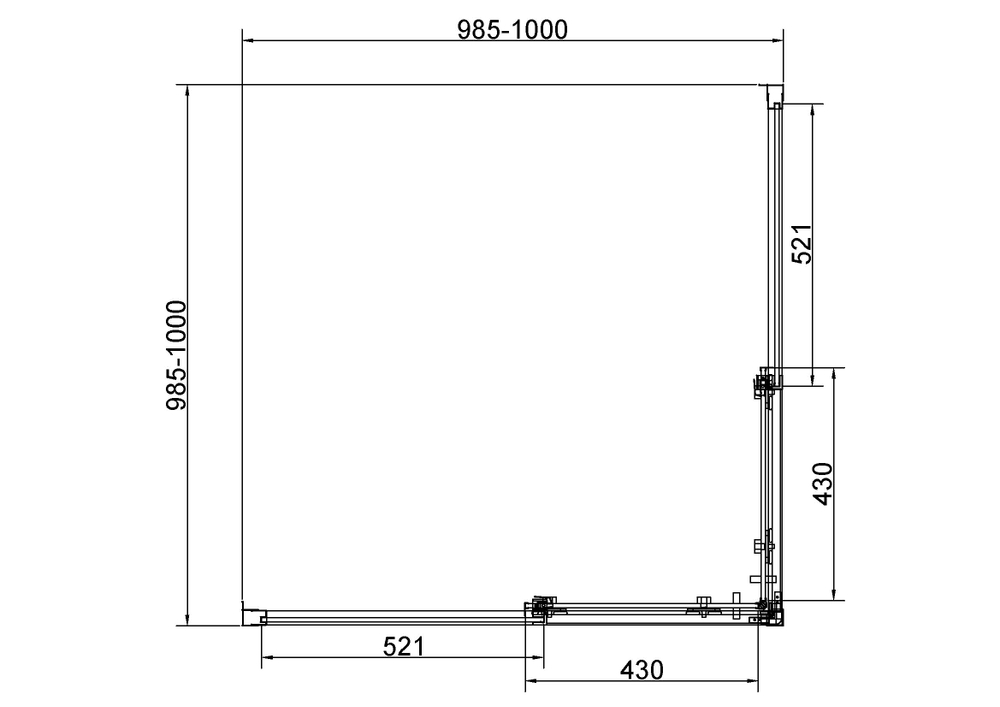 Душевой уголок Слим 8мм (Slim 8mm) Vincea VSS-4SL100CLG, 1000*1000, брашированное золото, стекло прозрачное