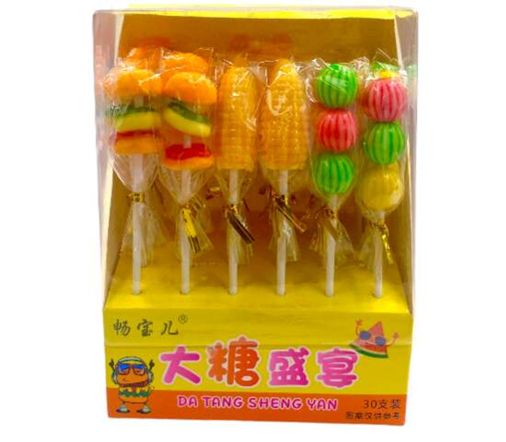 Мармелад на палочке "Douwang Burger" тройной микс 20шт