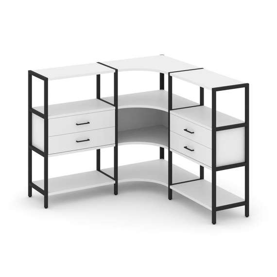 Shelf System Трехсекционный угловой стеллаж трехярусный с ящиками SN.STMU-331 Белый/Металл Черный 15