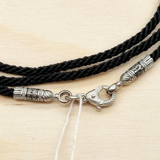 1900151 Текстильный шнурок, 2 мм. Серебро. Иисусова молитва.