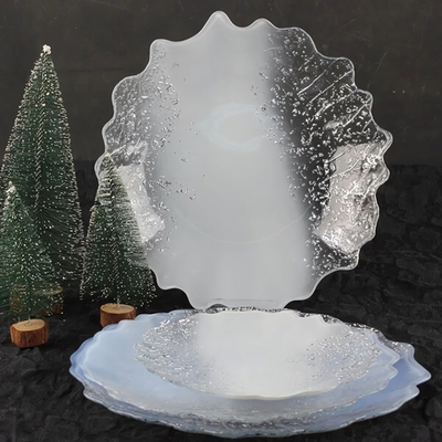 Тарелка 32см «Аура» белое серебро