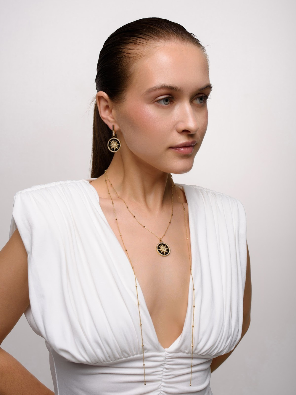 Колье "Sun black pearl" Gold