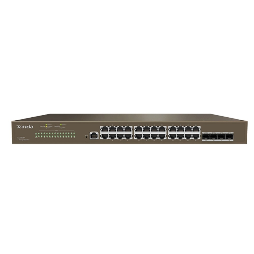 Коммутатор TENDA TEG5328F Коммутатор L3 управляемый в стойку 24-Ports 10 / 100 / 1000Base-T + 4-Ports 1000 Base-X SFP