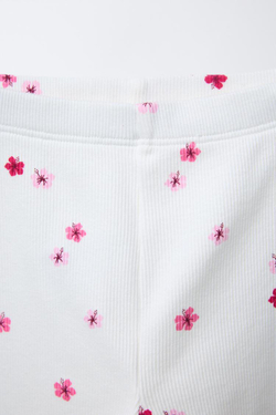 ZARA НАБОР ИЗ 2 ЛЕГИНСОВ В РУБЧИК С ЦВЕТОЧНЫМ ПРИНТОМ, ЦВЕТ ФУКСИИ