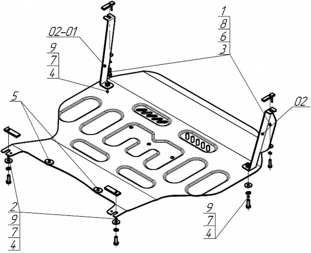 Защита картера двигателя, КПП. 2 мм, Сталь. для Livan X3 Pro 2022-н.в., Motodor.74701