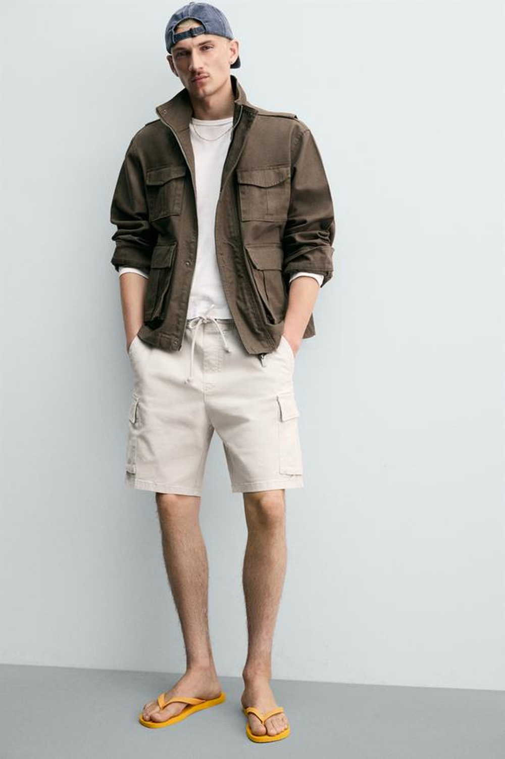 ZARA ШОРТЫ КАРГО RELAXED FIT С ЭФФЕКТОМ ПОТЕРТОСТИ, ЦВЕТ ЛЬДА