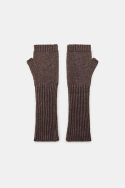 ZARA ДЛИННЫЕ ТРИКОТАЖНЫЕ МИТЕНКИ, СЕРОВАТО-КОРИЧНЕВЫЙ