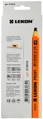 Карандаш PROFI плоский, твёрдо-мягкий (HB) (оранжевое покрытие) LEKON 014016