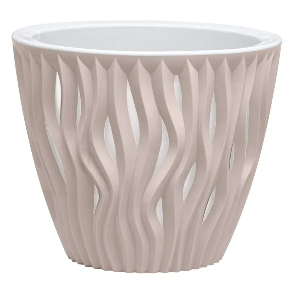Кашпо для цветов пластиковое 7,5л d-25 см «Вдохновение» Пудровый