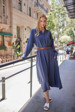 Платье -рубашка с боковыми кармана в комплекте с поясом