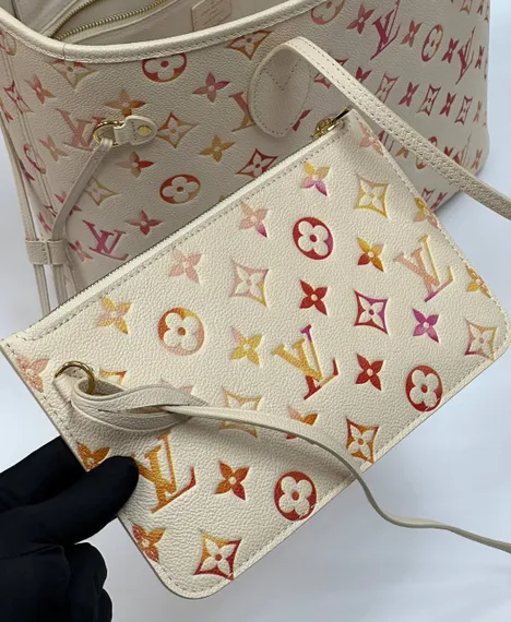 Сумка Louis Vuitton Neverfull MM кремовый/розовый