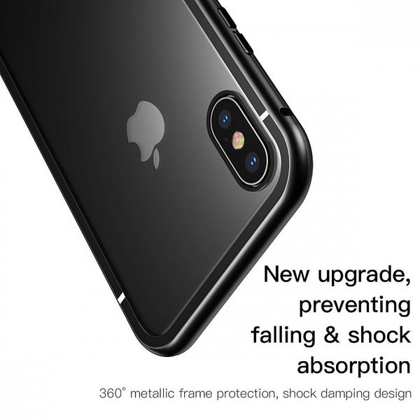 Чехол закаленное стекло с магнитной рамкой Baseus Magnetite Hardware (WIAPIPH61-CS01) для iPhone XR (6.1") Черный