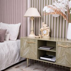 Тумба под ТВ Арт Колор leaves 117см Классик Голд Зеленая олива