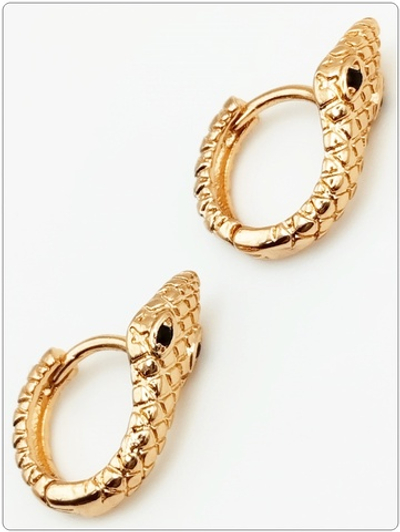 Серьги кольца "Змейки" золотистые.