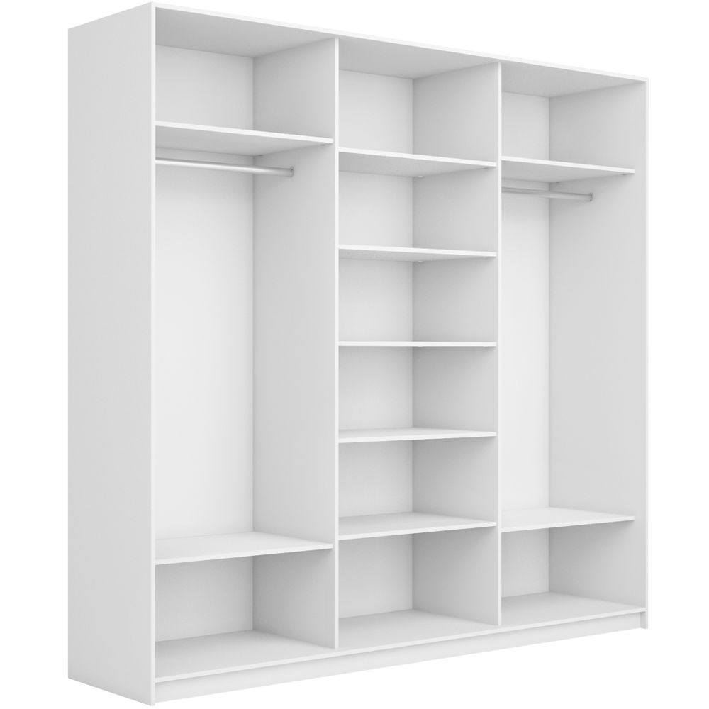 Шкаф-купе Прайм 3-дверный 2400 (Белый снег/Белое стекло), МК Е1