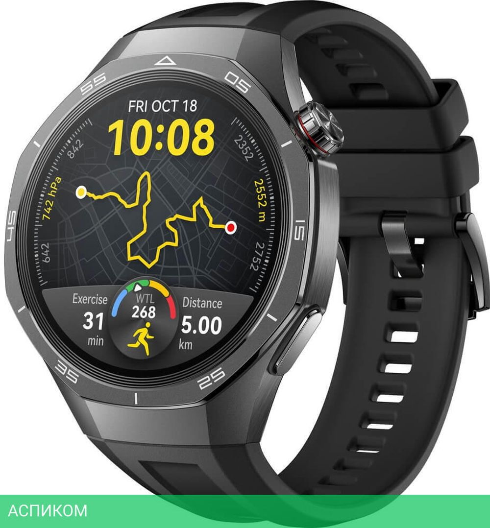 Умные часы Huawei Watch GT 5 Pro 46мм VLI-B29 Black Fluoroelastomer Strap (55020DGH)