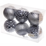 Набор шаров 8 см «Сказочный блеск» (в наборе 6 шт), Графит