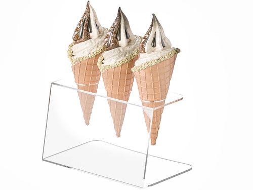 Подставка прозрачная наклонная для рожков и мороженого 3 ячейки, оргстекло