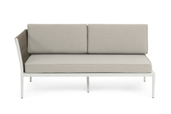 "Касабланка" правый модуль плетеный из роупа, каркас алюминий светло-серый (RAL7035) муар, роуп серо-коричневый 23мм, ткань бежевая 15052