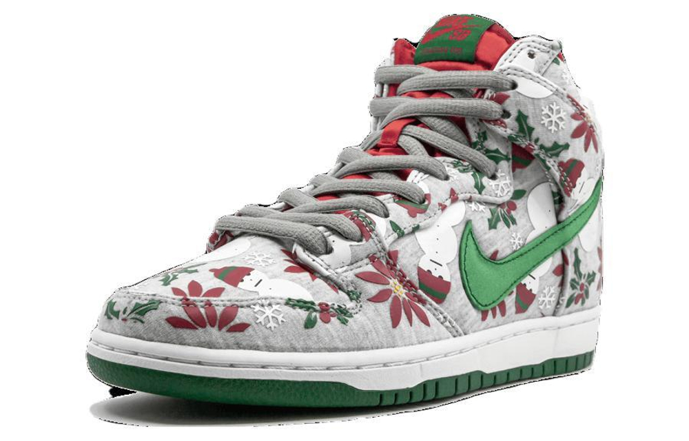 CONCEPTS x Nike Dunk SB High comfortable all-match floral color matching casual mid-top sneakers for men and women with the same gray, red and green