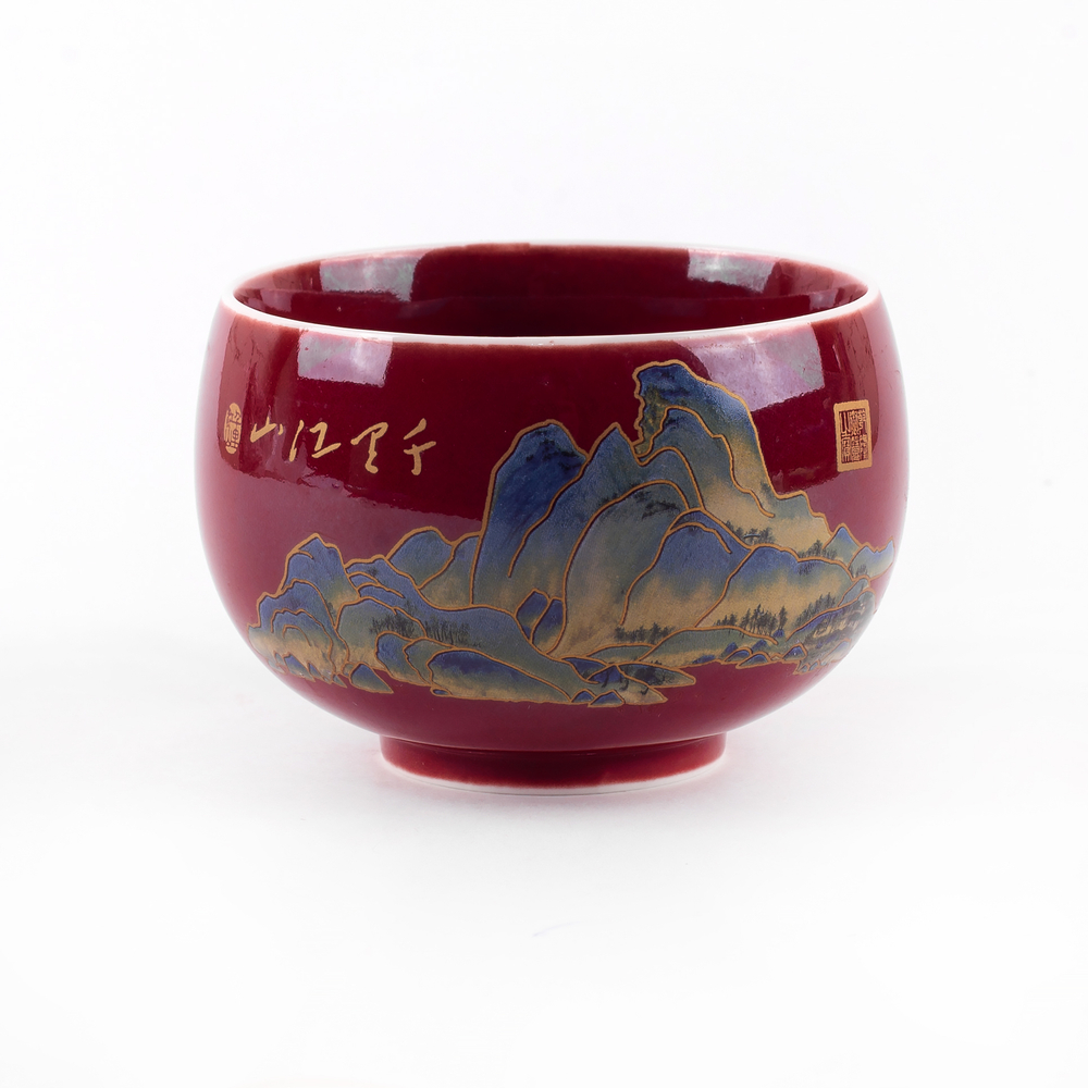 278223 Пиала "Мастера Тысячу Ли" 140 мл, h=55мм, d=82мм, фарфор  красный