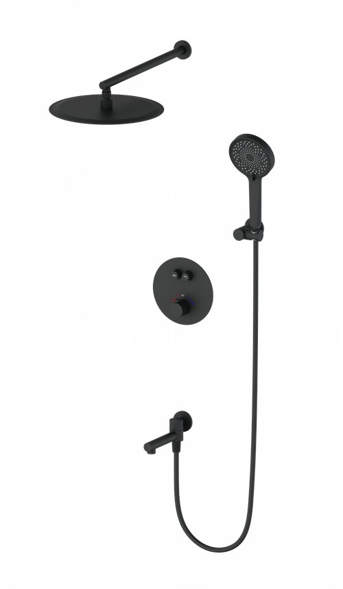 Душевая система с термостатом встраиваемая WONZON & WOGHAND STICK, Черный матовый (WW-88929010-MB)
