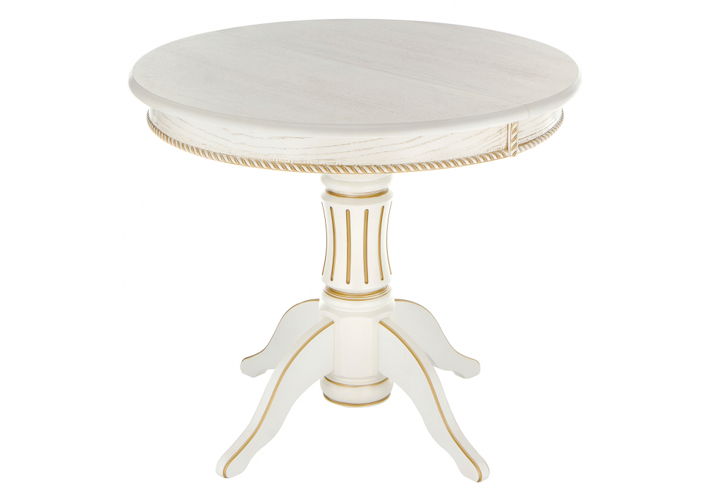 Стол деревянный Woodville Павия молочный, золото патина