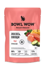 BOWL WOW БОУЛ ВАУ Влажный корм для стерилизованных кошек лосось и овощи , 85г