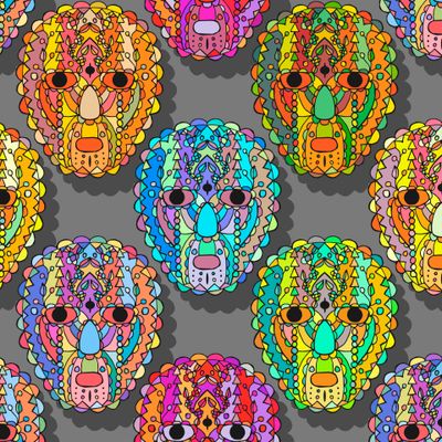 Seamless pattern of masks with decorative pattern.