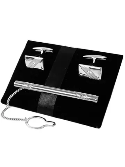 Ювелирные комплект: зажим для галстука, запонки, футляр
