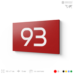 Табличка с номером 93 на дверь квартиры, для офиса, кабинета, аудитории, склада, красная 120х70 мм, Айдентика Технолоджи