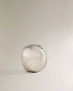 ZARA HOME КРУГЛАЯ МЕТАЛЛИЧЕСКАЯ ШКАТУЛКА, СЕРЕБРЯНЫЙ