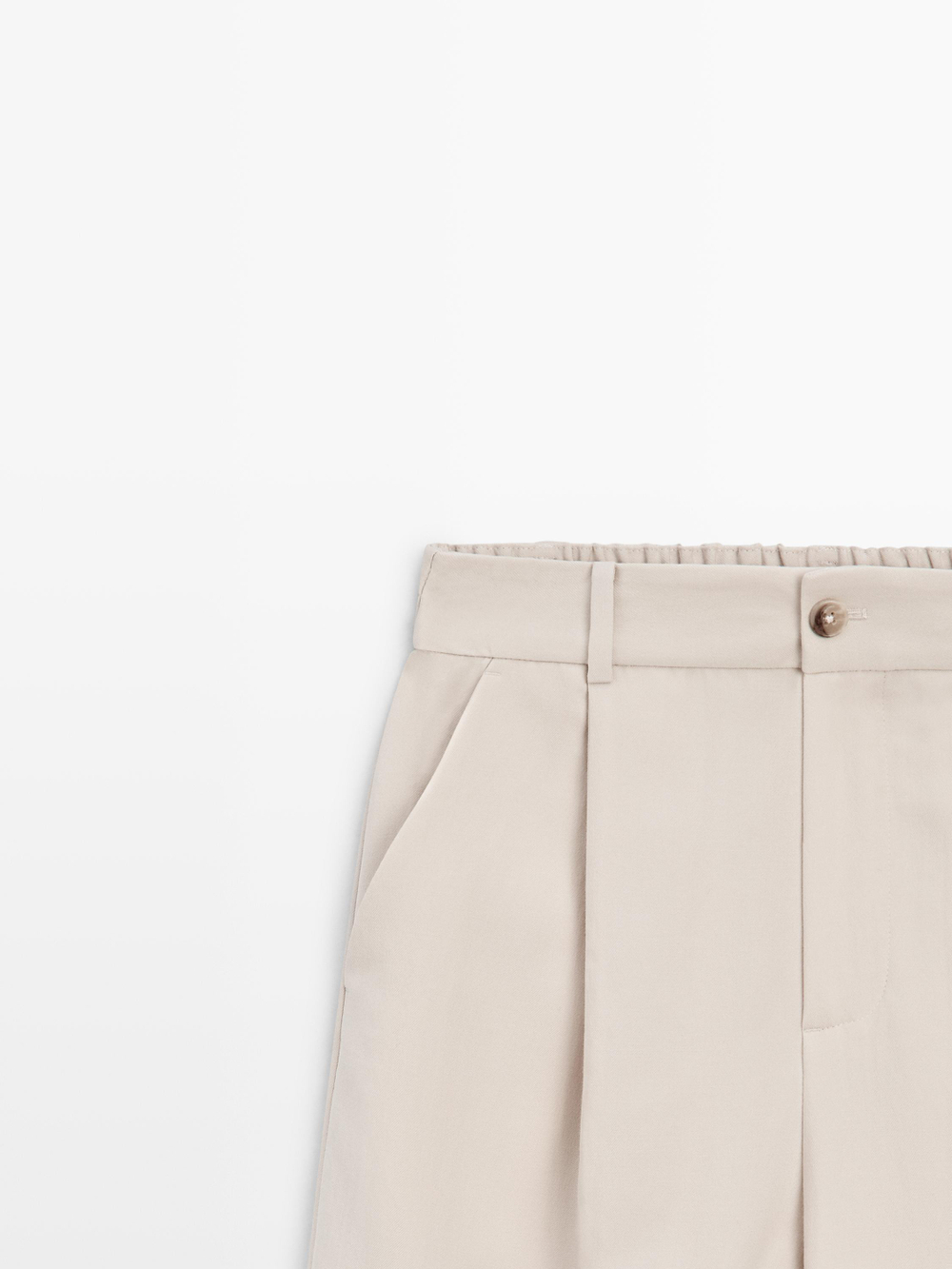 Massimo Dutti Свободные брюки с эластичным поясом, кремовый