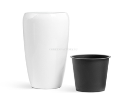 Кашпо TREEZ Effectory - серия Gloss - Высокий округлый конус - Белый глянцевый лак