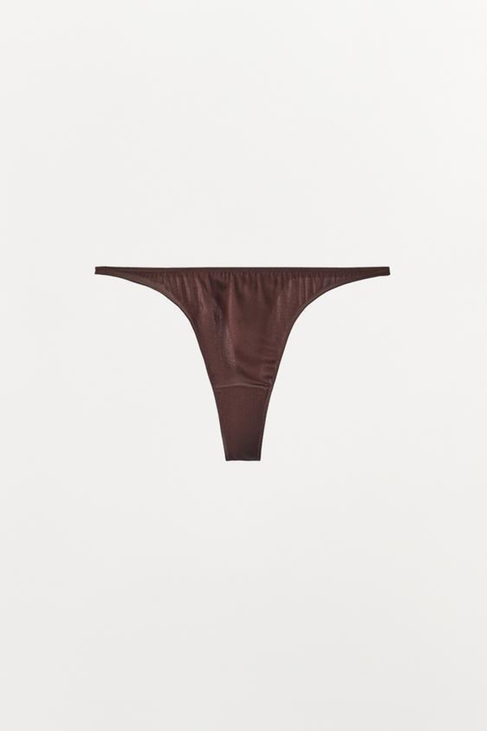ZARA ТРУСЫ-ТАНГА ИЗ СМЕСОВОГО ШЕЛКА, КОРИЧНЕВЫЙ