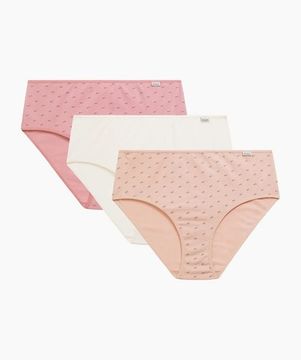 Женские трусы  классика (3шт) Atlantic 3LP-221, темно-розовый + светло-розовый + экрю