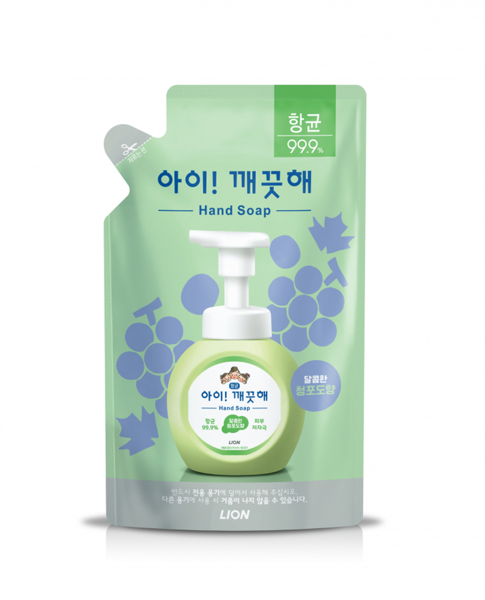 LION Ai kekute Foaming handsoap Muscat 200ml bottle Жидкое пенное мыло для рук с экстрактом мускатного винограда 200мл