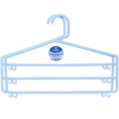 Вешалка для брюк 2шт «ИДЕЯДОМА», цвет голубой, 3 отд, 36*24см (Лейбл Селфи)