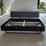 Dipriz Двуспальная кровать 200х200 парящая Беллиссима из массива дикого дуба с мягким изголовьем, черный дуб