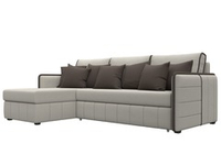 Диван угловой Лига-078 угол универсальный РОГОЖКА Амур 02 бежевый Амур 05 коричневый