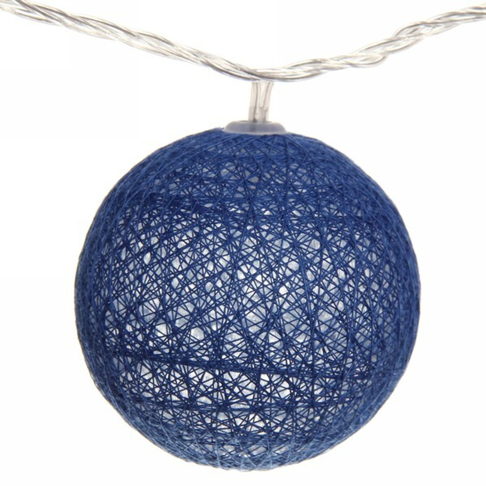 Гирлянда для дома 4 м, 20 ламп LED с насадками «Шар плетеный» d6 см, прозр.провод, IP-20 Голубые шары (с возможностью соединения)